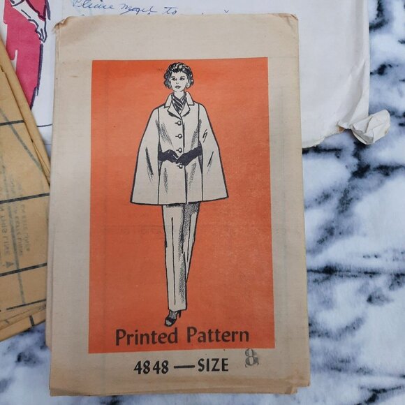 Mail Order Vintage 1960's Pattern #4848 Women's Cape Size 8 Bust 31.5 Waist 24 - Picture 2 of 9